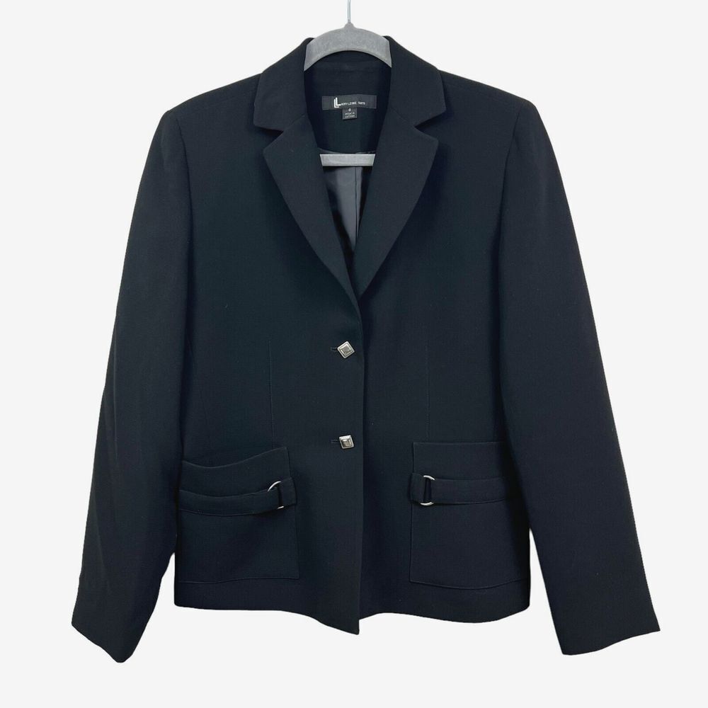 Larry Levine Suits Womens Blazer Two Button Lined Pockets Black Size 6*